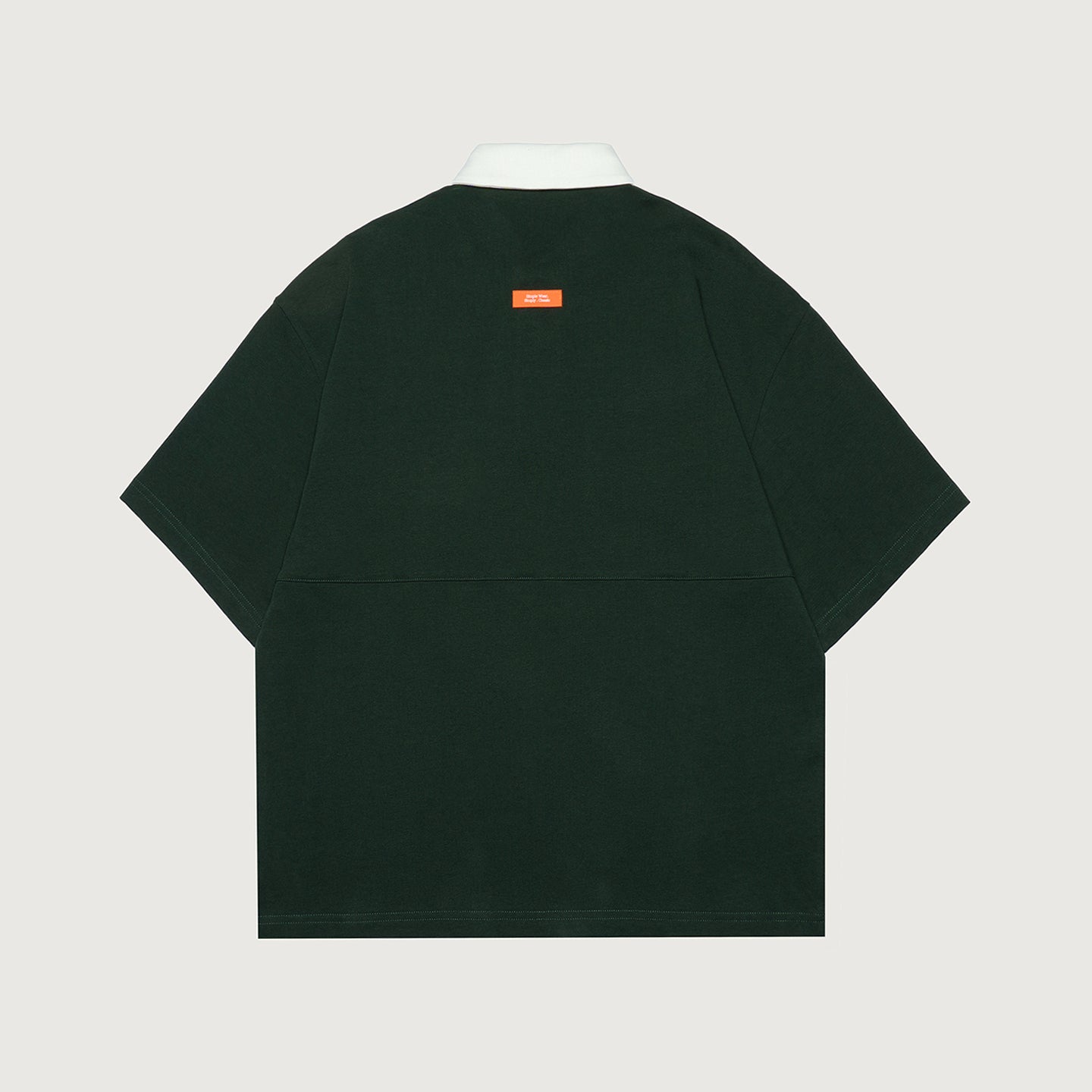 Simply . Men's White Collared Oversize Polo (Forest Green) - Simply